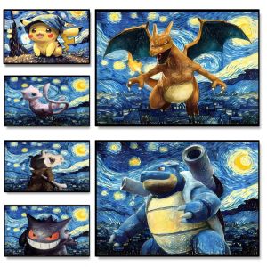 New Van Gogh Museum Canvas Printings Pokemon Pikachu Birthday Gifts Charizard Painting Art Prints Picture Modern Home Decorative