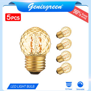 5 Gói Sáng Tạo đèn LED Bóng Đèn Cổ Retro E27 đui vặn 1W LED Edison Bulb 220V G40 có thể thay đổi độ sáng trắng ấm đèn bóng đèn 10Watt Tương đương với 90% Tiết Kiệm Năng Lượng Bóng Đèn thủy tinh hổ phách