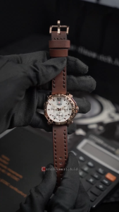 Jam Tangan Wanita Expedition Exp Chronograph E 6402 BFLRGSL Silver Dial Brown Leather Strap