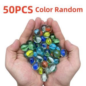 50PCS 14mm Colorful Glass Marbles Toy Kids Marble Balls Run Game Solitaire Toy Accs Vase Filler&Fish Tank Home Toys Gift