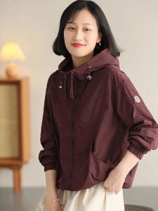 Womens Hooded Jacket Spring Autumn New Style Casual Miniature High-End Feeling Zipper Closure Long Sleeve Solid Color Coat