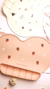 Baby Silicone Placemat Kids Feeding Tableware Soft Silicone Easy to Clean Kids Portable Placemat Dining Table Mat
