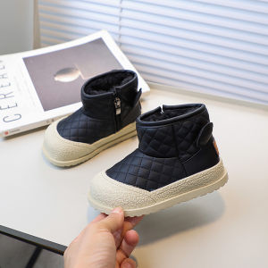 Warm Cotton Snow Boots Childrens Casual Soft Bottom Mid-Calf Winter Boots Girls Boys Anti-Slip Booties Comfortable Cotton Shoes