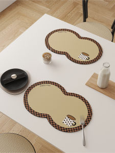 Waterproof Oil-resistant Wash-free Wipe-clean Peanut Pattern PVC Leather Dining Table Mat Modern Simplicity Home Use