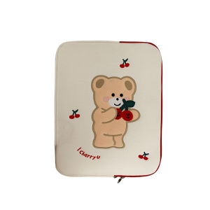 Cute Cartoon Cherry Bear Laptop Bag for Women 15 Inch Notebook Bag Versatile Student 13 Inch Tablet 11 Inch Bag Soft Polyester Material