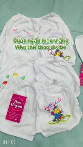Combo 5 quần ngắn Cotton  bé trai bé gái sơ sinh màu trắng chất cotton 100% Bossini - Quần đùi chục màu trắng cho bé từ 3-32kg
