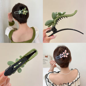 Korean Style Floral Hair Clips Vintage Elegant Womens Hair Accessories Back of Head Duckbill Clip Hairdos Fashionable New 2024