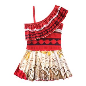 Kids Moana Costume for Girls Straps Backless Vaiana Summer Dress Wig Children Baby Clothes Carnival Christmas Birthday Attire