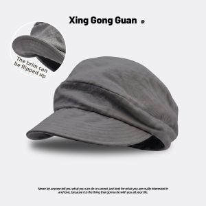 XINGGONGGUAN | Vintage Face-Slimming Newsboy Hat for Large Heads