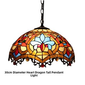 European Style Tiffany Glass Pendant Light Restaurant Bar Dining Room Kitchen LED Lamp Vintage Colored Glass Entrance Hall