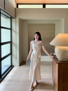 Wang Han Yan Gentle High-End Satin Acetate Simulation Set Womens Top Half-Skirt Two-Piece Summer Fashion Ensemble