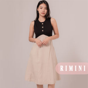 RIMINI - Dress Cewe Casual Two Tone Tanpa Lengan A-Line xs-xl - Clarina Dress - 887588