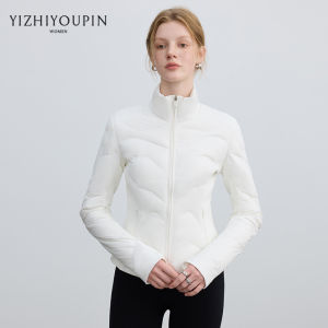 Áo Khoác Lông vũ Mỏng Màu Hồng Cổ Đứng Slim Fit Ấm Áp Mới Thu Đông Cho Nữ