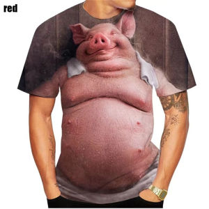 2022 New Funny Pig 3D Print round Neck T-Shirt Casual Mens Short Sleeve Loose Fit Tee Varying Sizes from XXS to 6X