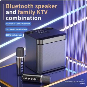 Bluetooth Speaker with mic Wireless Bluetooth Dual Microphone Karaoke Speaker 3D Stereo Amplifier party Karaoke Systems