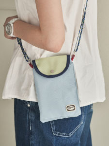 Momostalk Pure Color Multi-Functional Document Bag Portable Mobile Phone Crossbody Strap Passport Bag Retro Style Oxford Cloth