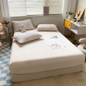 Milk Fleece Thickened Sheet Single-Piece Coral Fleece Bedspread Cover Mattress  Cover Anti-Slip Fix