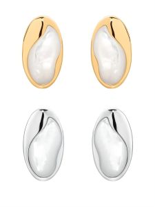 Elegant French Design Abalone Flowing Ear Studs Fashionable Lockbone Chain Delicate Open Ring Sweet Cool Style Alloy Pendant