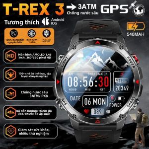 Đồng Hồ Thông Minh Thể Thao T-Rex 3 2025 Màn Hình AMOLED Mới GPS Chống Nước Theo Dõi Sức Khỏe Cuộc Gọi BT Nam Nữ Đồng Hồ Bơi Với Chức Năng Theo Dõi Nhịp Tim