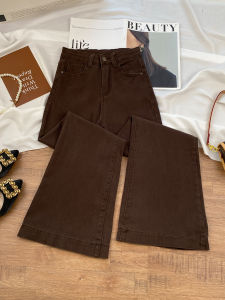 High Waist Flared Jeans Womens Winter Fleece Lined Slimming Bell Bottoms American Style Cotton Stretch Denim Pure Color Everyday Wear