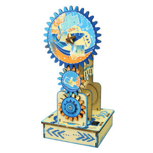 DIY Engine 3D Wooden Mechanical Gear Puzzle Handmade Science Technology Educational Kit Puzzle STEM Toy Gift for Children