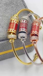 กำไลยันต์ห้าแถวลงยา กำไลยันต์5แถว กำไลสแตนเลส ใส่เสริมดวง (ฟรีไซส์)