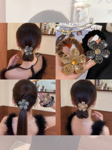 ยางรัดผมดอกไม้หรูหราสำหรับผู้หญิง ยางยืดสูง ทนทาน แฟชั่นฤดูใบไม้ร่วง/ฤดูหนาว ใหม่ล่าสุด 2024 รัดผมยางยืดแบบหนา