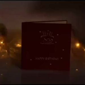 Kartu Ucapan Pop Up 3D Bentuk Kue Ulang Tahun Dengan Lampu & Musik R1200