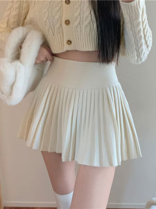 Váy Ngắn Xếp Ly Màu Trắng Cho Nữ Mùa Xuân Hè Váy Chữ a Cạp Cao Chống Ánh Sáng Váy Ngắn Xếp Ly Phong Cách Hàn Quốc Váy Ngắn