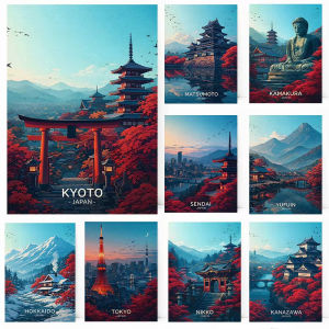 BILIBILI | Paint By Numbers Modern Japanese Travel HandPainted Art Kits Diy Draw on Canvas Crafts for Adults Home Decoration