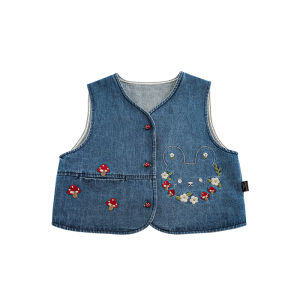 Trang Phục Cho Bé Gái Kiểu Cổ Điển Có Thêu Nấm và Nơ