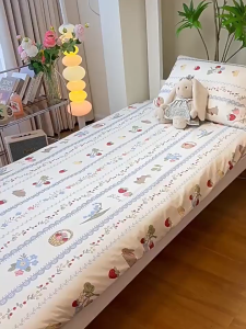 WEIVEE 100% Premium Cotton Student Dormitory Fitted Bedsheet - Single/Super Single/Queen/King Size With Pillowcase