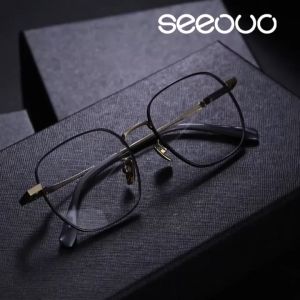 Seeouo Kacamata Model Kotak Simple Fashion Glasses Comfortable Frame Titanium Pria dan Wanita Plano Bisa Minus 61009