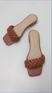 Azalea Myla in Tan - 1 inch heel braided straps sandals