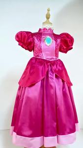 2026 summer new princess peach dress up clothes Halloween performance costume cosplay dress pink puff sleeve long skirt