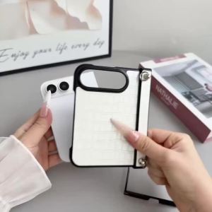 szhaiyu | Luxury PU Leather Phone Case For iPhone Duo iPHone 18 Fold With Pearl Wrist Strap With Hinge Protector Shockproof Back Cover