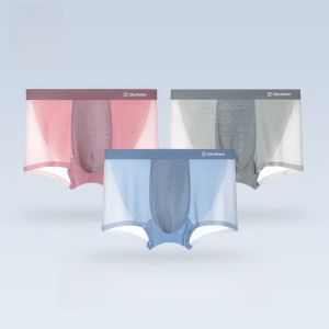 HLA | กางเกงชั้นในชายผ้าไหมน้ำแข็งระบายอากาศได้ดี HLA ไร้ตะเข็บ กางเกงขาสั้นทรงสี่เหลี่ยมแบบสวมใส่สบายสำหรับฤดูใบไม้ร่วงและฤดูหนาว