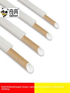Paper Sucker Disposable Paper Environmental Protection Straw Bubble Tea Coarse Degradable Single Independent Kraft Paper Packaging