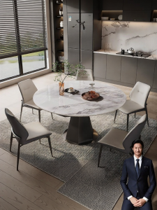 Luxurious Marble Rotating Expandable Dining Table