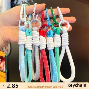 Short Net Mesh Colorful Keychain Braided Nylon Pendant Bag Accessory Key Holder Dg-1 Fashionable Bag Charm without Brand