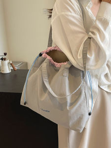 Large Capacity Canvas Tote Bag Hong Kong IT HKins Womens Shopping Bag College Students Class Bag British Style Double Zipper