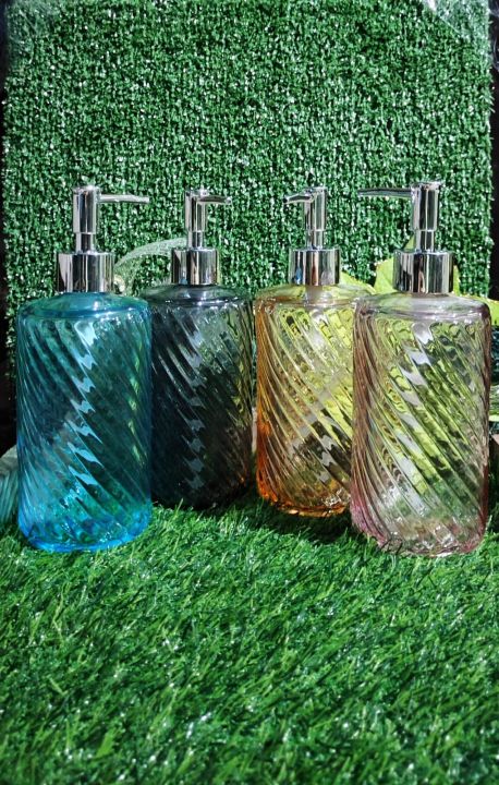 Emerson Essentials Double Glass Soap Dispensers 2-Pack - 16 Oz With Bamboo Pumps, Waterproof Labels