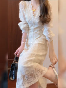 DANTING | Elegant Aesthetic Fall Long Lace Dress