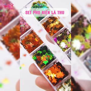 Phụ kiện lá phong làm nail - Set lá phong 12 ngăn đắp gel trang trí móng xu hướng Thu Đông NailBND