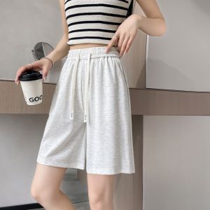 YAMIANNV | High Waist Ice Silk Shorts Womens Summer Thin Breathable Slimming Straight Leg Pants Comfortable Nylon Rayon Spandex Blend