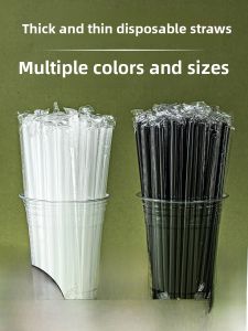 Disposable Drinking Straws Childrens Food Grade Commercial Use Milk Tea Coffee Thick Thin Long Water Drinking Separate Packaging