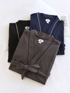 Mens Robes Spring & Fall Knitting Pure Cotton Long Sleeves Plus Size Bathrobe Minimalist Pure Color Cotton Soft Loungewear Gown Nightgown