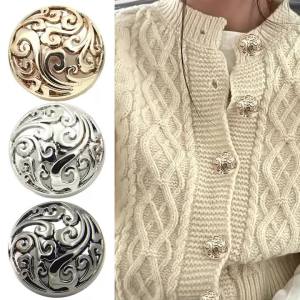10 Retro Hollowed Out Metal Buttons Suitable for Sewing - Multiple Sizes 15/25mm Ideal for DIY Shirts Jackets and Outerwear