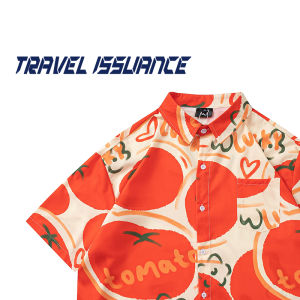 Travel Issuance Short Sleeve Casual Shirt Men Women Polyester Fiber UVA<2% UPF30+ Sun Protection Full Print Trendy Brand