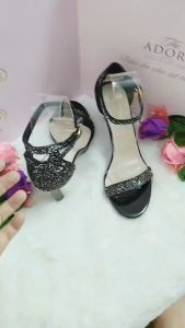 Giày cao gót nữ gót nhọn cao 8p quai ngang kim tuyến hàng QC full hộp